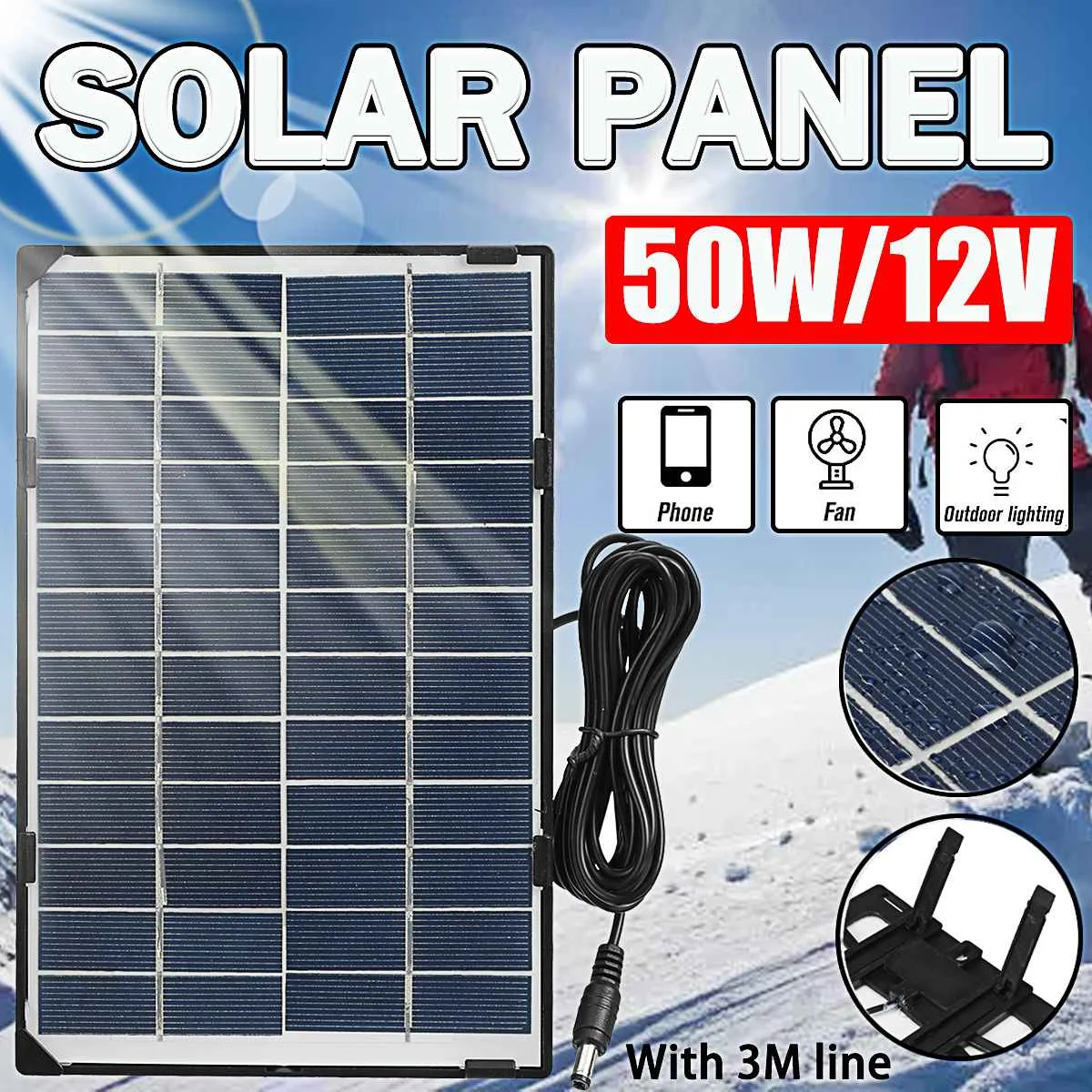 

50w Solar Panel Dual 12V/5V USB Polycrystalline Silicon Waterproof Solar Cells Poly Solar Cells for Car Yacht RV Battery Charger