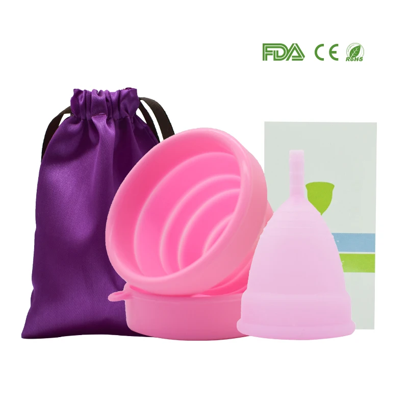 Коричневый 1pcs Menstrual Cup and 1pcs Sterilizer Cup Sterilizing Collapsible Cups to Clean Copa Menstrual Recyclable Foldable Cup - Цвет: Коричневый