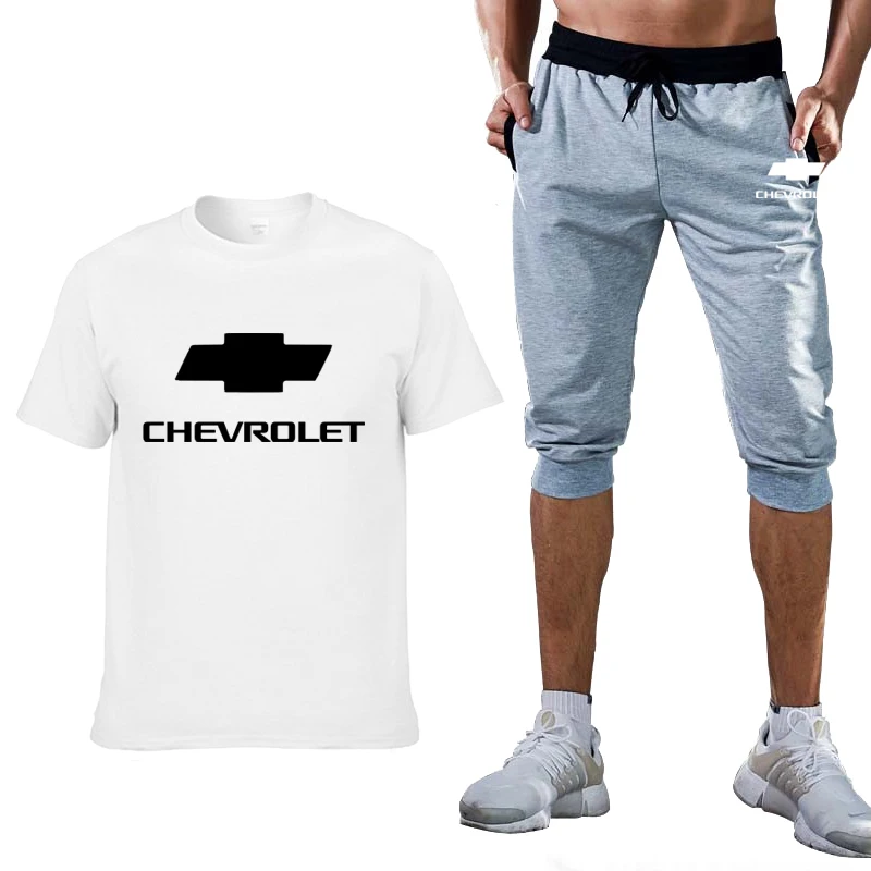 

Fashion Summer Men T Shirts Chevrolet Logo Print HipHop Casual Cotton Short Sleeve high quality T-shirt pants suit Men Clothing
