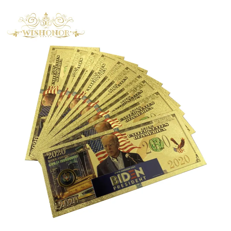 2020 новые американские сбитые банкноты долларов в 24k позолоченные поддельные