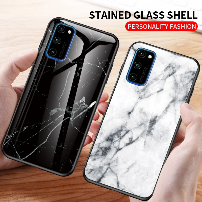 Чехол для huawei V30 Pro роскошное Мраморное стекло мягкая силиконовая рамка Твердый