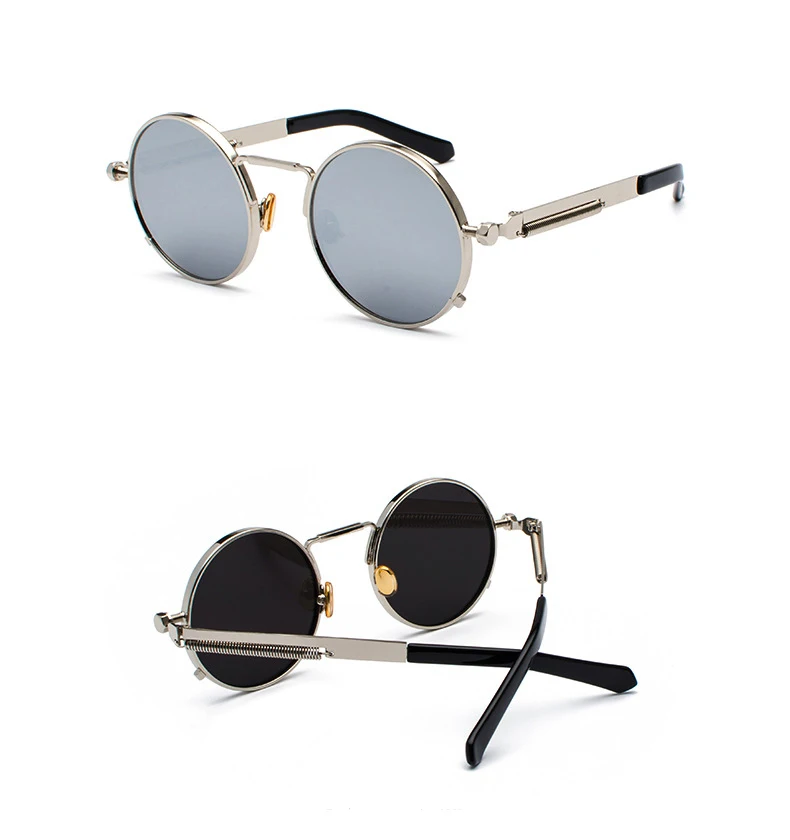Oculos de sol feminino женские красные очки круглые стимпанк металлические пружины Поляризованные солнечные ретро-очки мужские uv400 Высокое качество