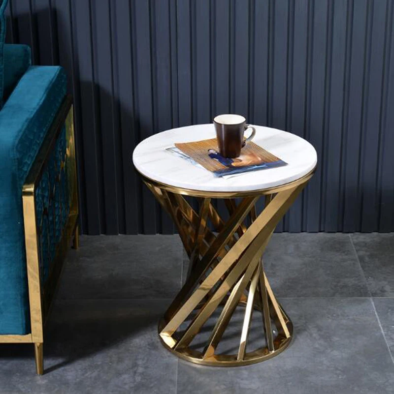 Креативный мраморный стол для дивана, боковой столик, рамка из нержавеющей стали, центральный стол, мебель для дома, простые столы