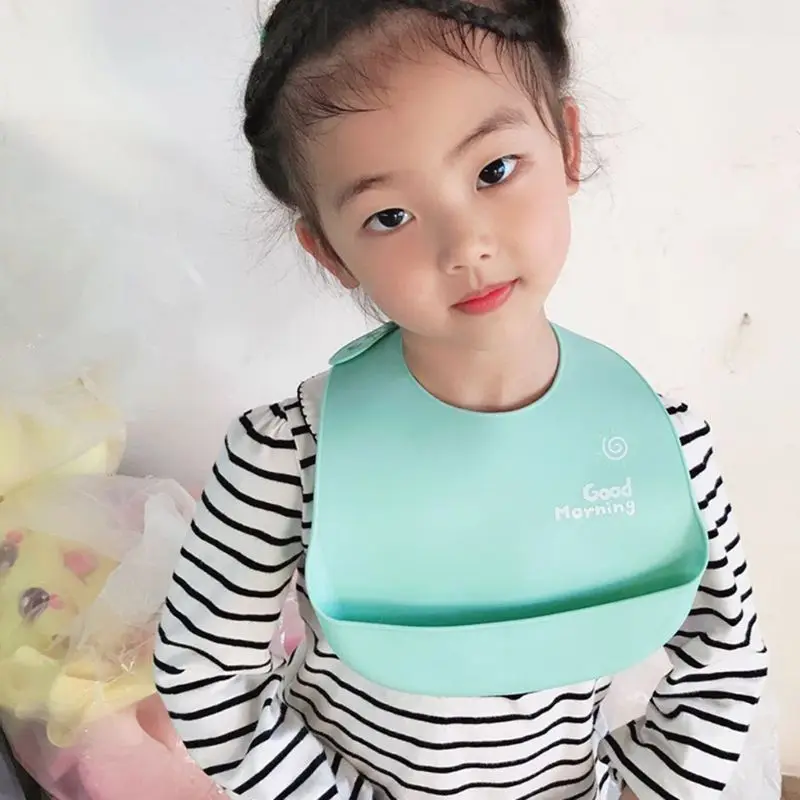 

Cartoon Baby Bibs Waterproof Soft Silicone Cute Newborn Feeding Saliva Towel Adj
