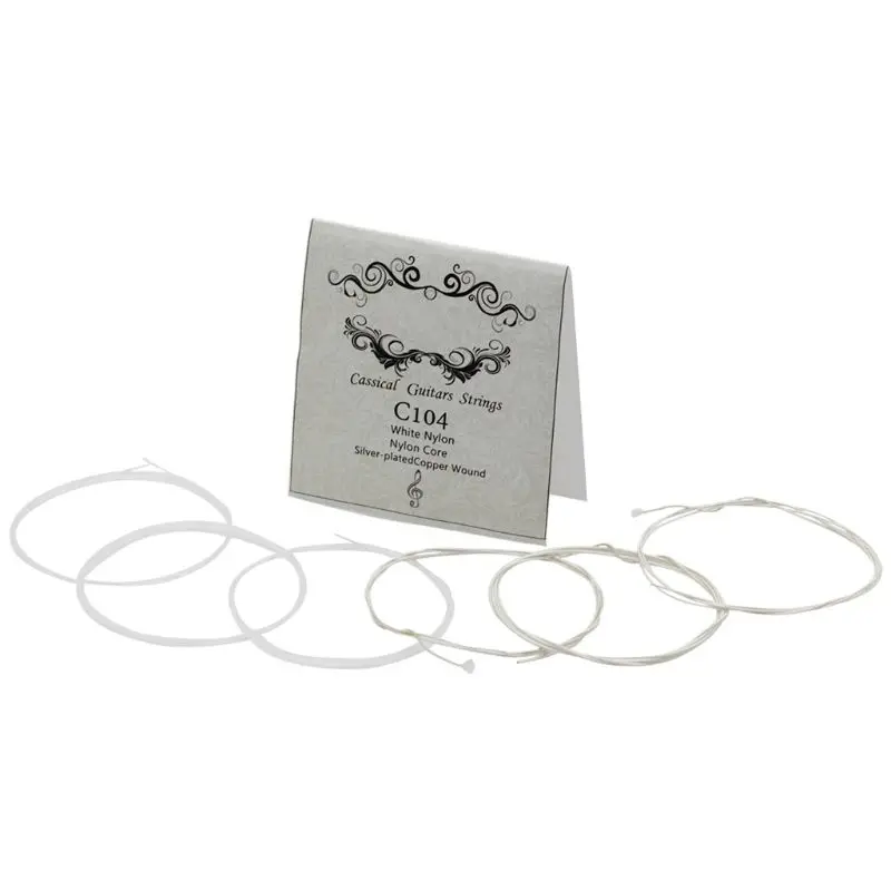 

IRIN C104 Classical Guitar String White Nylon Silver-plated Copper Wound 1st-6th(.028-.043) R66E