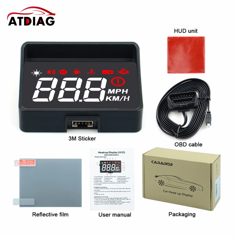 Автомобильный HUD дисплей A100s OBD2 II EUOBD система предупреждения о превышении