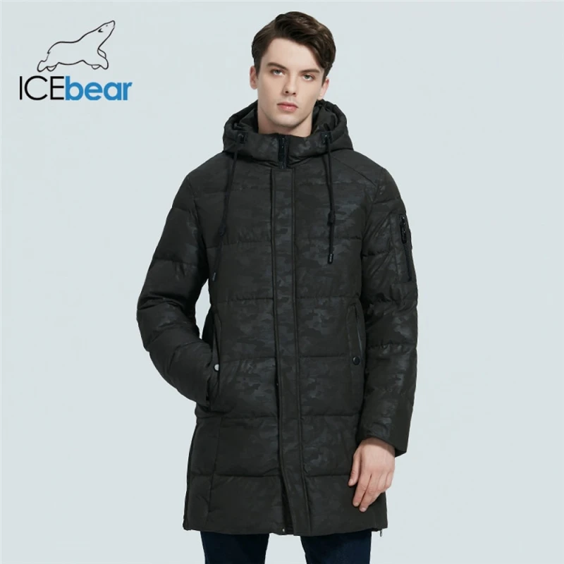 

ICEbear 2021 Новое мужское зимнее пальто Высокое качество Мужская куртка ветрозащитная теплая парка с капюшоном MWD20933I