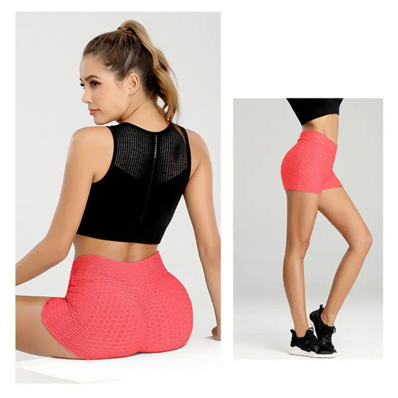 

Women V-Front High Waist Shorts Ruched Butt Lift Workout Neon Tight