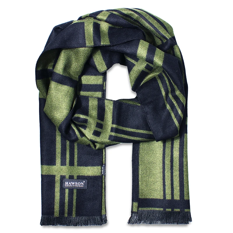 Black and Green Мужские шарфы HAWSON, мягкий и роскошный зимний шарф на шею, головные повязки для путешествий - Цвет: Black and Green