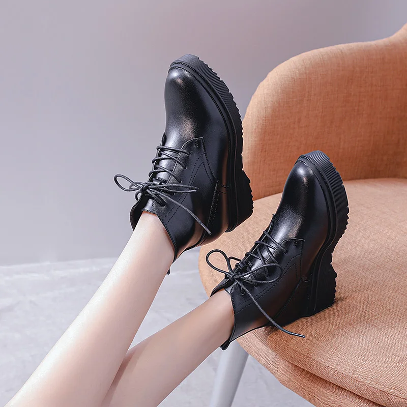 

large size womens boots casual platform shoes inside heighten cowboy boot spring autumn ankle botas chaussure pour femme botines