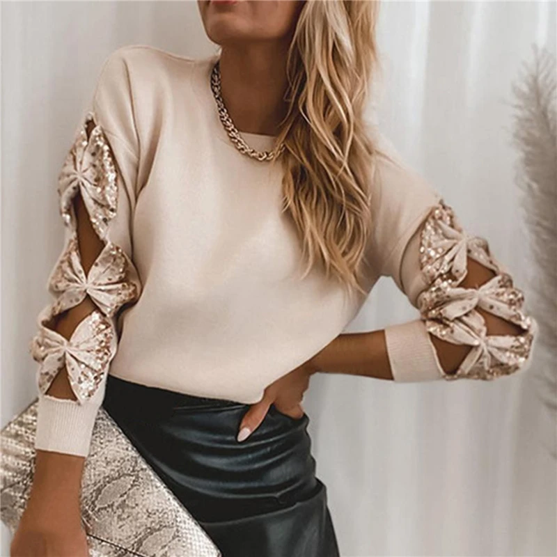 

Women Long Sleeve shirt O Neck Hollow Out Blouse Vintage Loose Shirt Spring Casual Pullover Ladies Elegant Tops Plus Size 2021