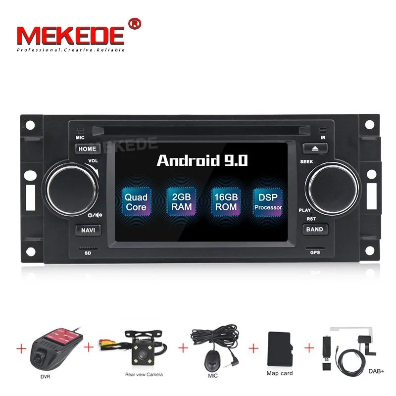 MEKEDE Android 9,0 автомобильный dvd-плеер для джип Dodge Grand Cherokee Commander Wrangler Chrysler 300C PT Cruiser Sebring caliber ram - Цвет: DVD CAMERA DVR DAB