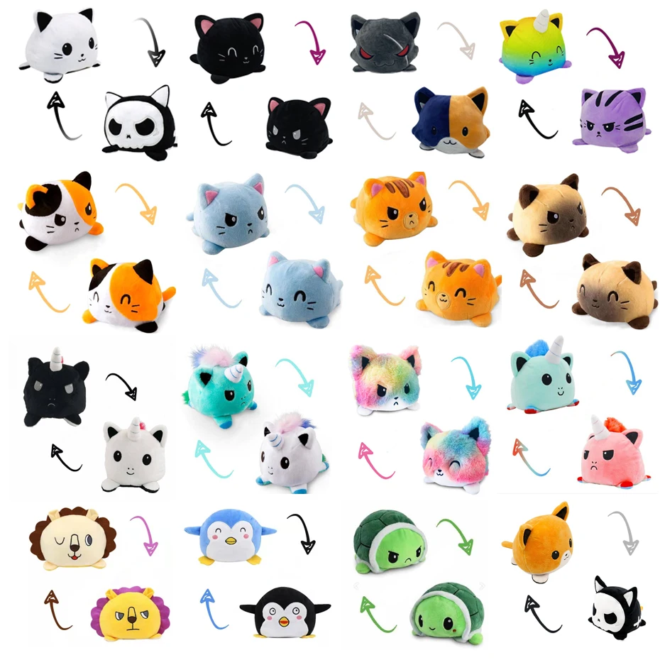 

Double sided Cat Gato Kids Plushie Plush Animals unicorn Double-Sided Flip Doll Cute Toys Peluches For Pulpos 2021