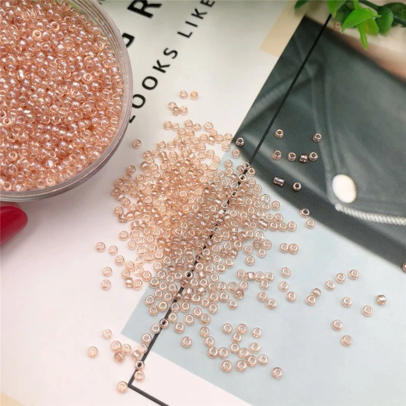 

10g diy 2mm champagne Beads Cylindrical Glass beads Tube Bugle Crystal Glass beads Bracelet necklace earring accessory