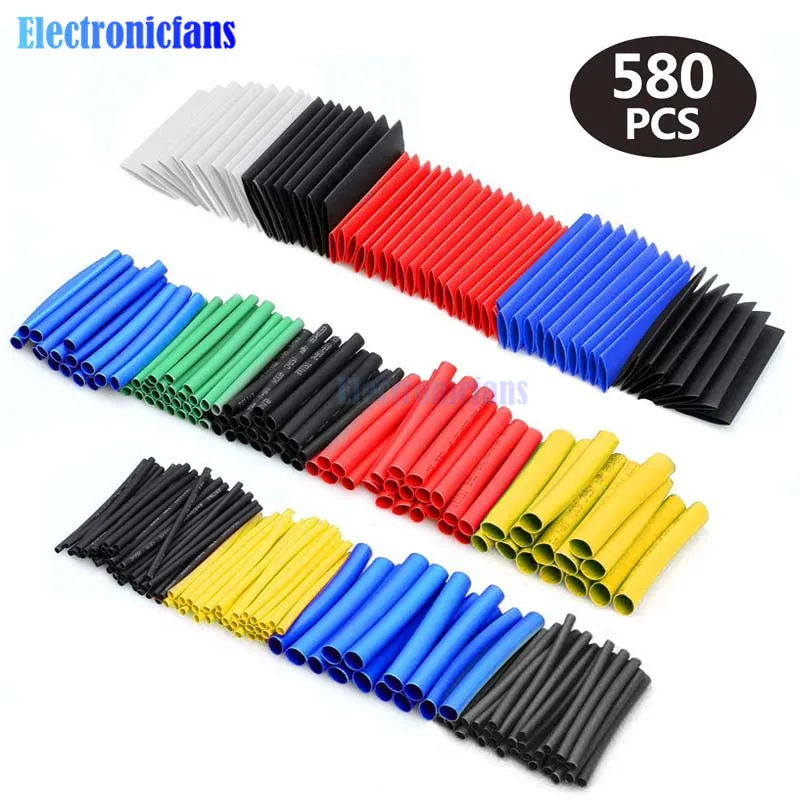 Полиолефиновая термоусадочная трубка 580 шт. с изоляцией для проводов и кабелей 2:1