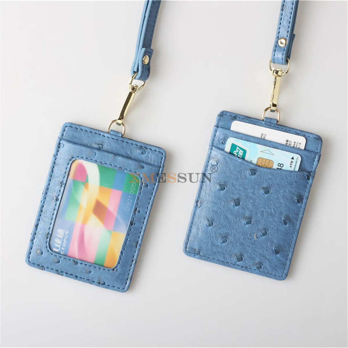 XMESSUN кожа питона Бизнес Имя тег ID бейдж держатель для карт с ремешком - Цвет: Ostrich Blue