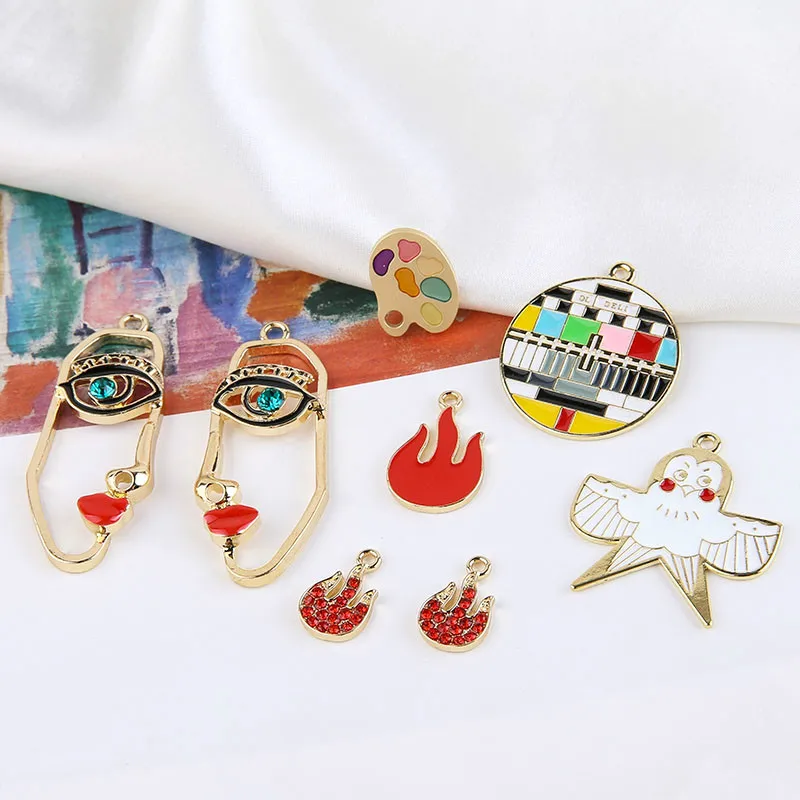 

DIY Ручная работа орнамент сплав капля масло пламя бриллиант набор крутое лицо Ласточка я Цзинь прекрасные серьги-каффы материал-гвоздик