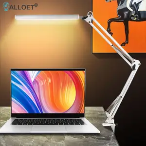 LED Folding Metal Clip Desk Lamp Long Arm Dimming Table Lamp 3 Colors Lighting for Living Room Reading Table Light