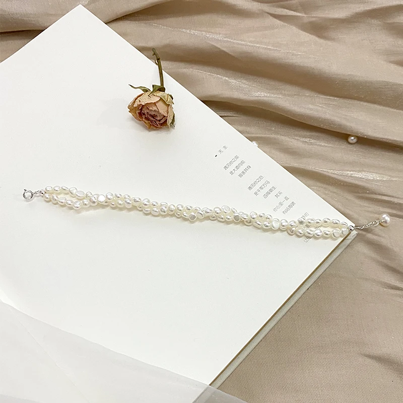 Женский браслет из серебра 925 пробы с натуральным пресноводным жемчугом |