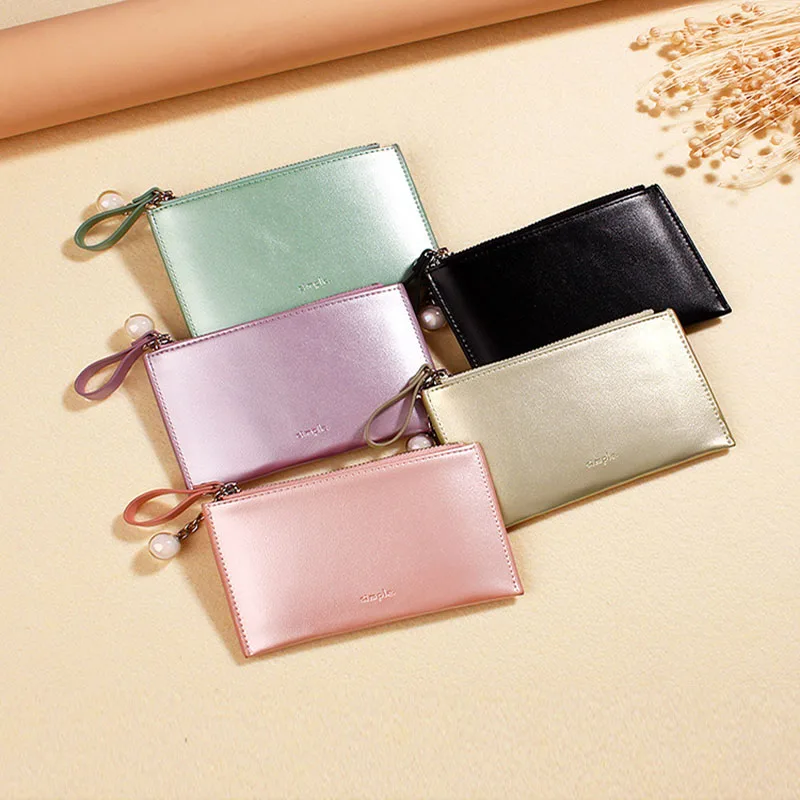 Кошелек женский с монетницей модный бумажник из искусственной кожи жемчужной