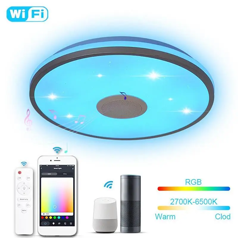 

RGB светодиодный потолочный светильник с дистанционным управлением, музыка, Bluetooth, потолочный светильник с регулируемой яркостью, круглый св...