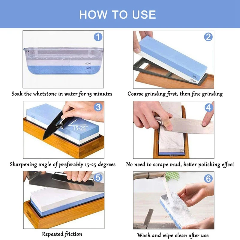 

Whetstone, Sharpening Stone Knife Sharpener Stone with Honing Guide, Wet Stones for Sharpening Knives 1000/6000