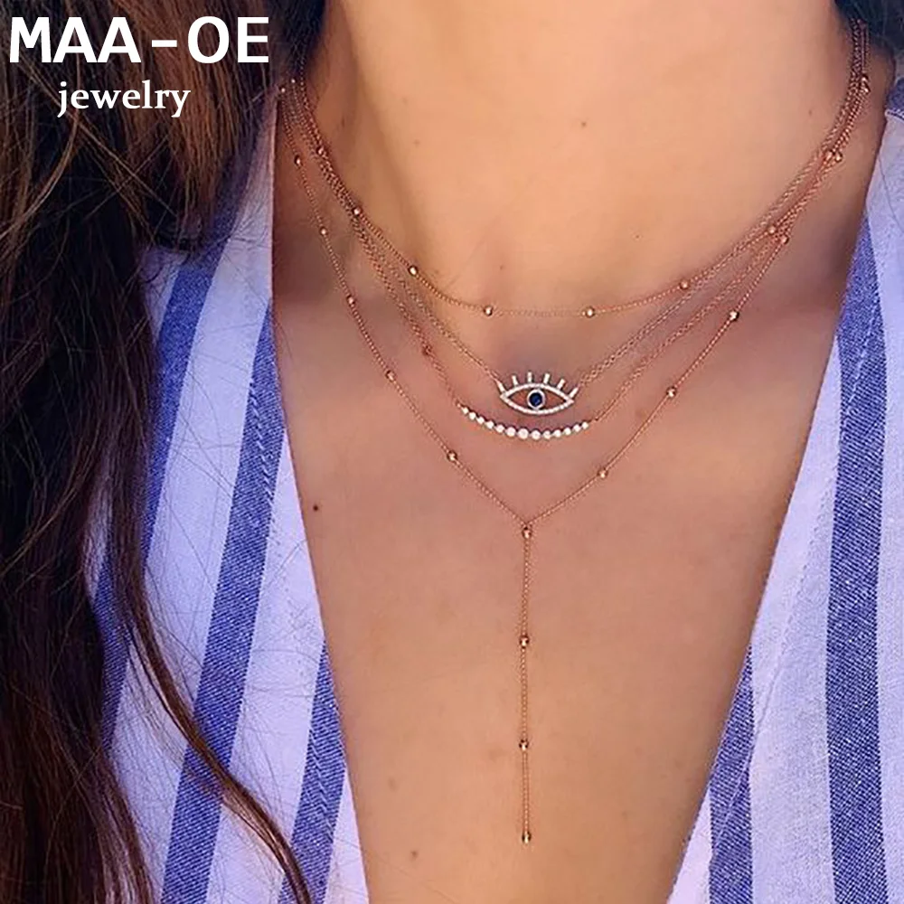 Женское ожерелье с подвеской в стиле бохо винтажное золотого и синего цвета