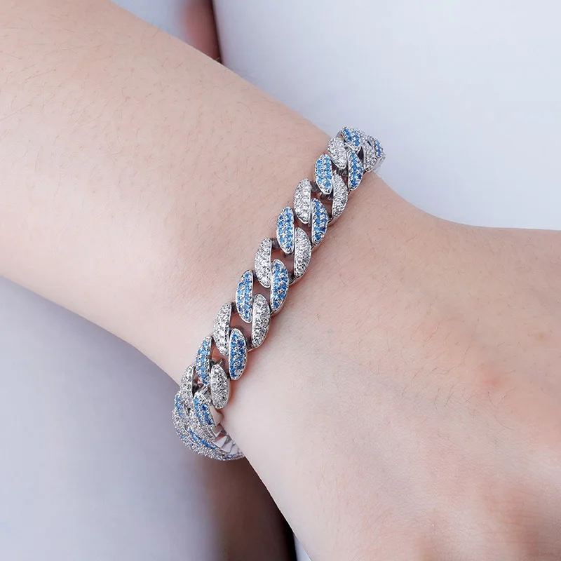 

2021 9mm Bracelet High Quality Iced Micro Pave Cubic Zirconia Bracelet Hip Hop Rock Fashion Jewelry Women For Gift 7inch 8inch