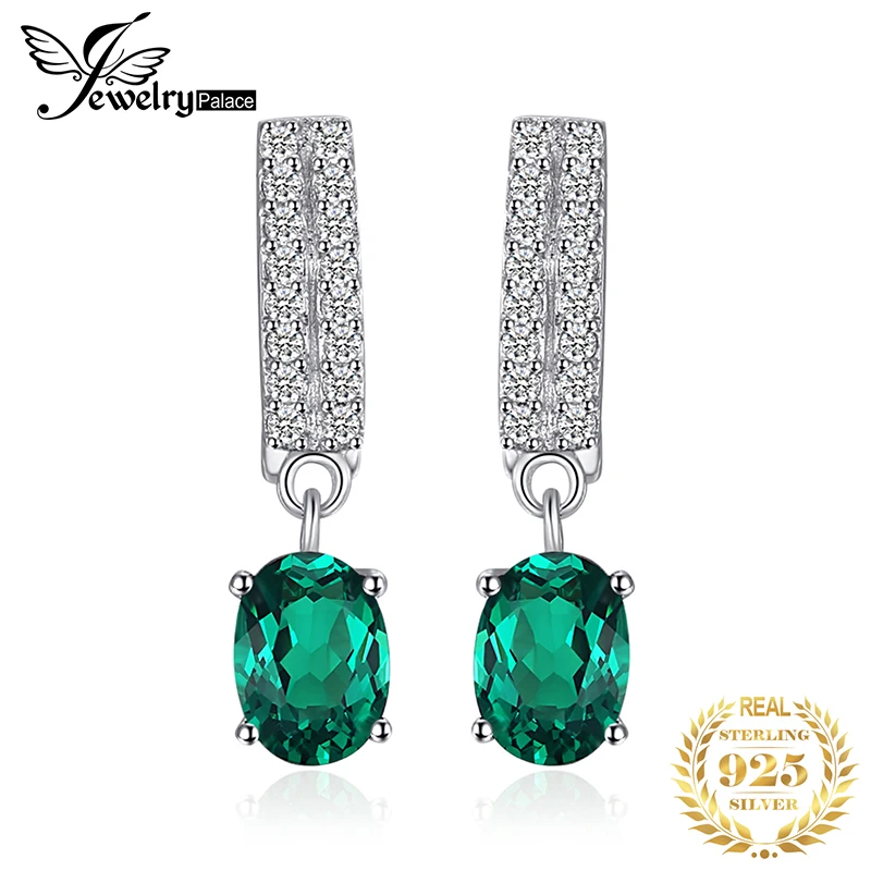 Jewelrypalace bornstone 1.7ct Овальный Nano России имитации Изумрудный Клипсы натуральная 925