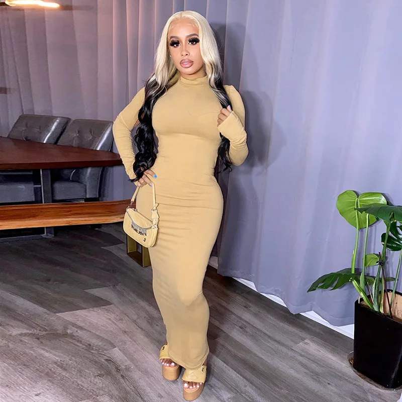 Женское соблазнительное платье осенне-зимнее облегающее Макси-платье с длинным