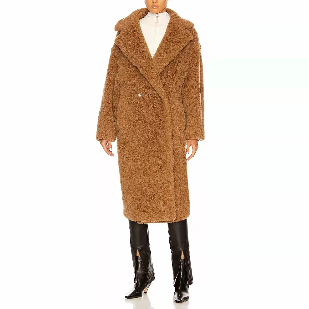 

Женское меховое пальто Мишка Тедди средней длины новинка осень-зима 2021 плюшевая Альпака Высококачественное универсальное длинное пальто в...