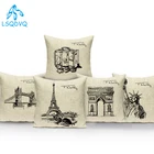 Nordic Стиль черный, белый цвет Liberty Полотенца здание живописный полиэстер декоративные подушки для дивана домашний Гостиная