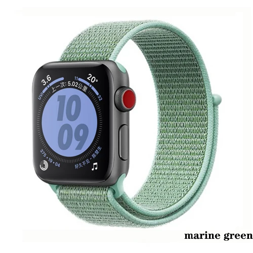 Нейлон pulseira для apple watch band 4 44 мм 40 мм(iwatch 5) apple watch 3 2 1 ремешок 42 мм 38 мм дышащий браслет ремень аксессуары - Цвет ремешка: marine green