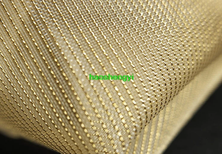 Высококачественная золотистая блестящая жесткая металлическая сетчатая ткань