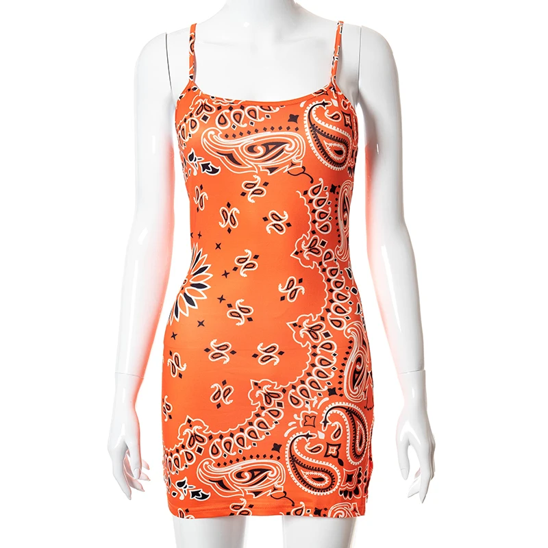 

Girlchic Spaghetti Straps Sleeveless Printing Slim Sexy Dresses Strapless Fashion Skinny Side Split Mini Slip Dress Women Party