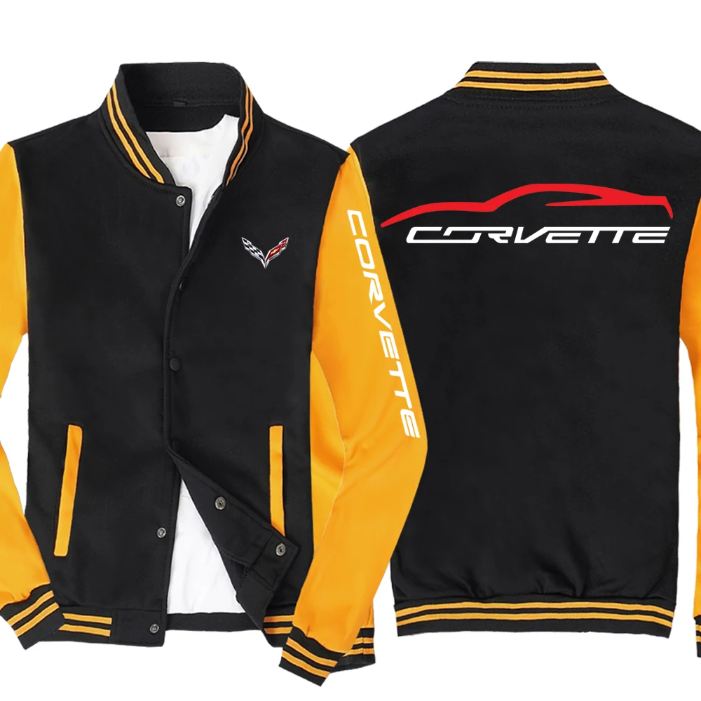

NEW Spring Autumn Corvette Logo Sweatshirt Men Fashion Male Hip Hop Harajuku Baseball Jacket Uniform SlimK Tops