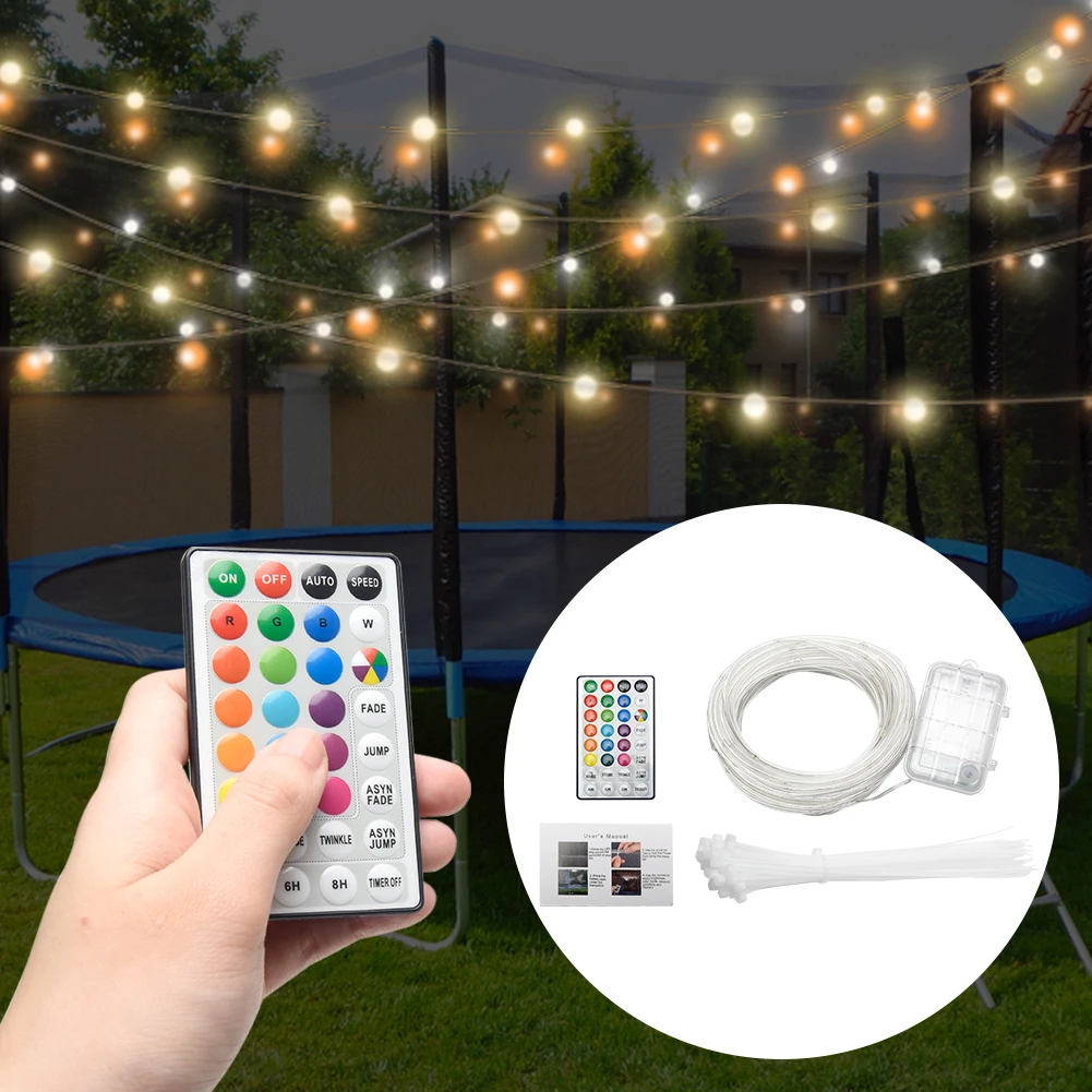 

LED Hoop Light Flexible Cable Ties Kids Gift 16 Colors For Beach Game Remote Control Trampoline 4 Modes Atmosphere Battery Box