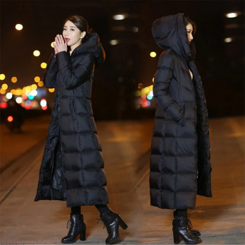 Фото 2019 осенне-зимнее Новое пуховое Женское пальто длинное Пальто утепленное женское