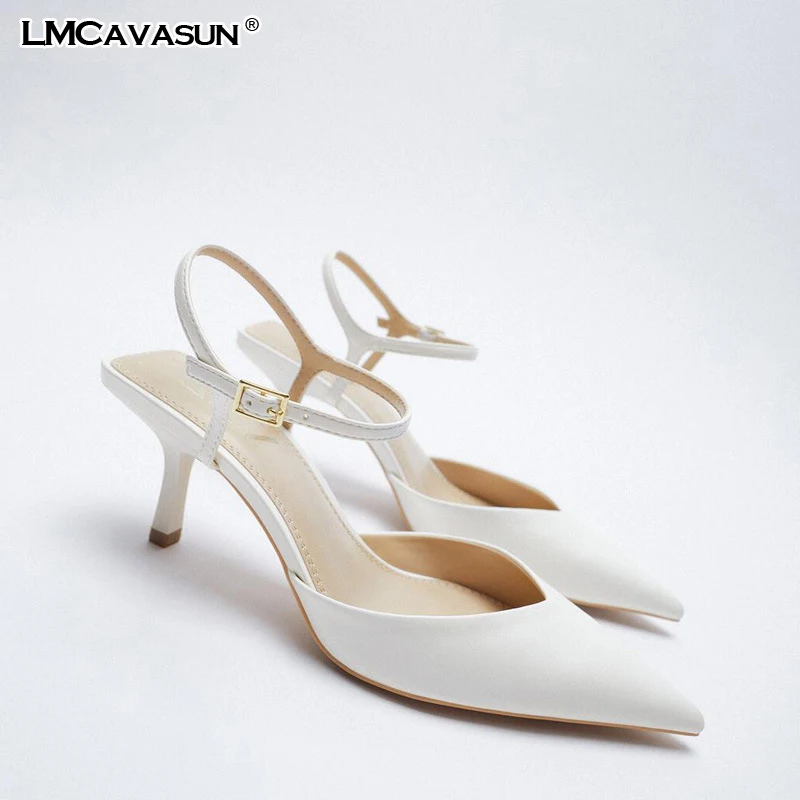 Женские босоножки LMCAVASUN в наличии новинка весны 2021 белые на шпильке | Обувь