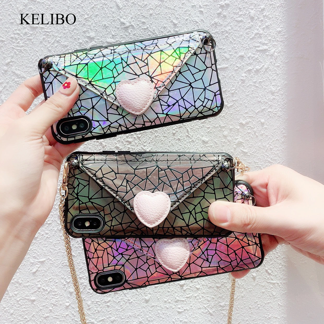 Роскошный кожаный кошелек со стразами чехол для телефона с любовным сердцем iPhone 7