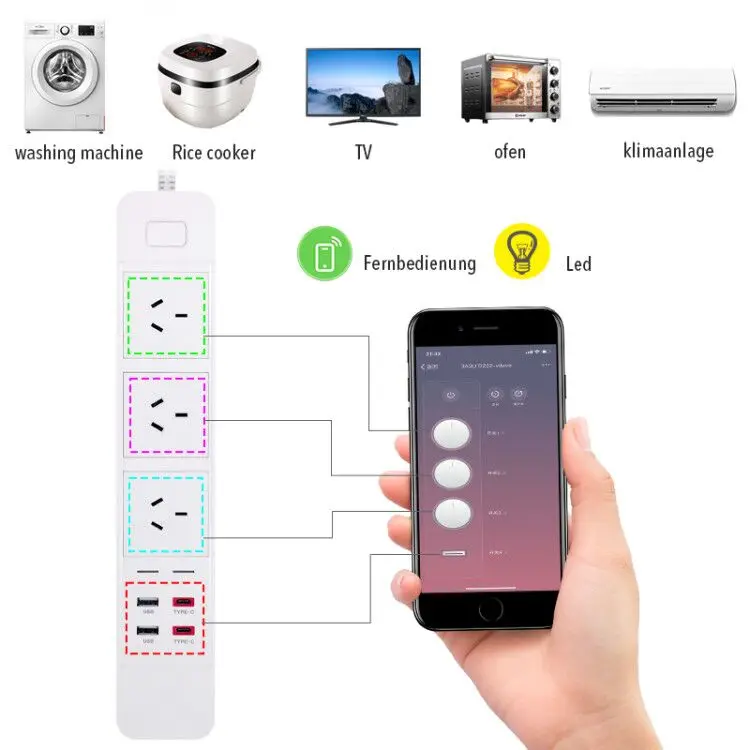 WiFi Smart power Strip внешний разветвитель розетки с usb type-c Защита от перенапряжения «Умная» вилка пульт дистанционного управления для Alexa Google Home