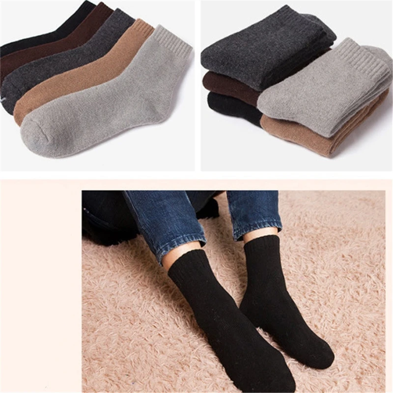 1 пара из шерсти Сезон осень зима Плюшевые Теплые Для мужчин носки Толстый хлопок