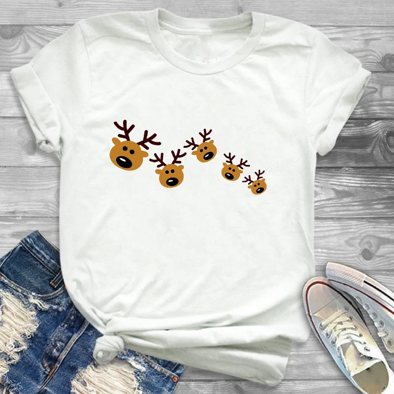 Tee Shirt Tees T-shirts Women Fashion Clothing Plaid Tree Truck New Year Merry Christmas Womens Female Graphic T Shirt T-Shirt - Цвет: CZ20482