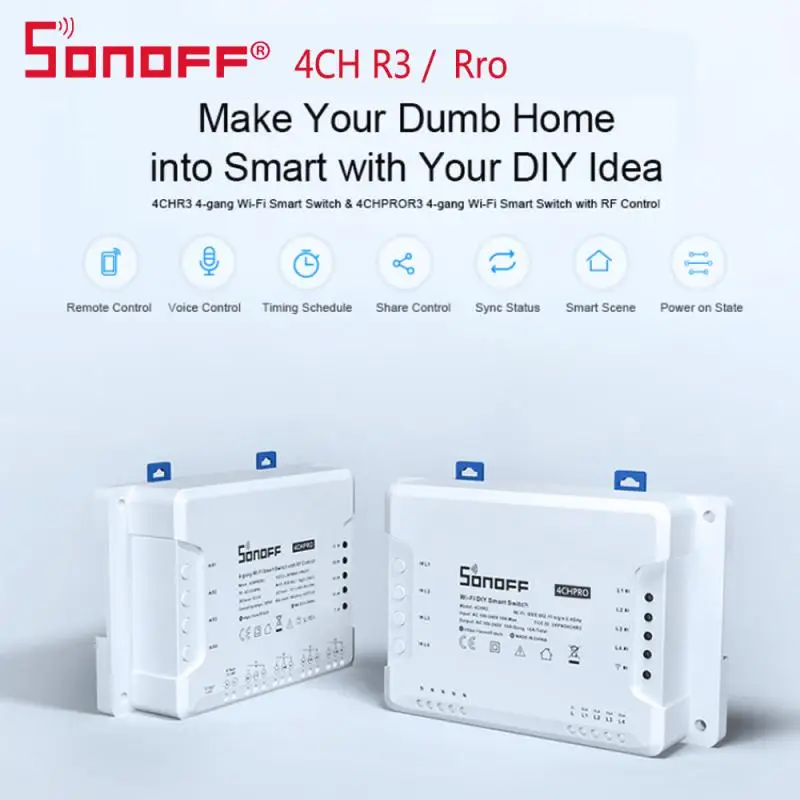 SONOFF 4CH R3/ PRO R3 Wifi Smart Switch 433MHZ RF Wireless Control Sonoff 4 canali WiFi Smart Home Light interruttori Timer remoti