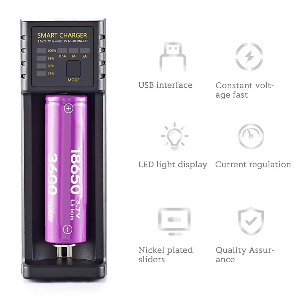 Зарядное устройство 18650 для аккумуляторов Liion умное зарядное с USB-разъемом