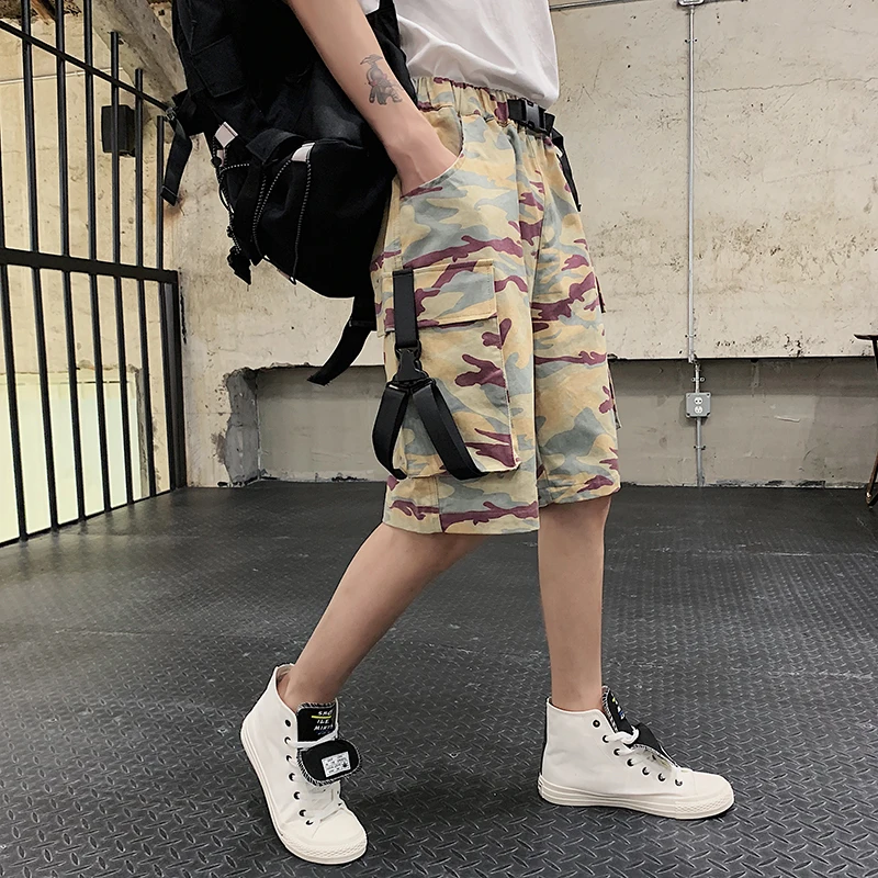 

2020 New Mens Short Camouflage Casual Bermuda Shorts Male Fashion Ribbons Man Overalls Short Pants Large Size M-5XL Dropshipping