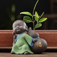 creative new small monk floral hydroponic tea pet ornaments boutique blessing lu shou xi cai five blessings small shayi tea play