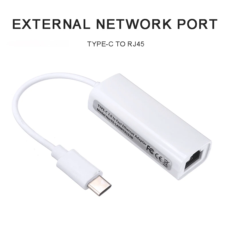 

Portable USB 3.1 Type-C Male to Ethernet LAN RJ45 Internet 100mbps Cable Adapter Suitable for MACbook Laptop PC Connector