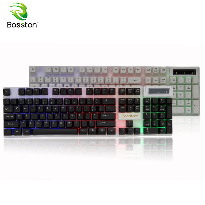 Bosston USB Проводная клавиатура, механические игровые клавиатуры, 104 английские клавиши, светодиодные брелки с подсветкой для ПК, ноутбука, рабочего стола