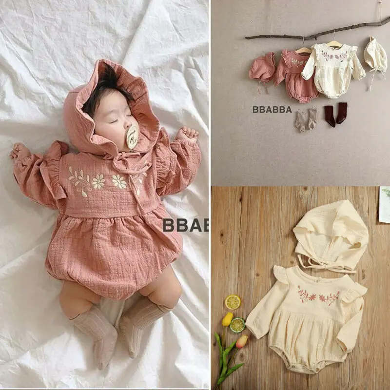 

Toddler Baby Girl Clothes Ruffle Long Sleeve Romper Hat Outfit Set